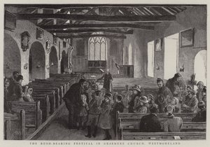 Rush-Bearing Festival i Grasmere Church, Westmoreland af Robert Barnes